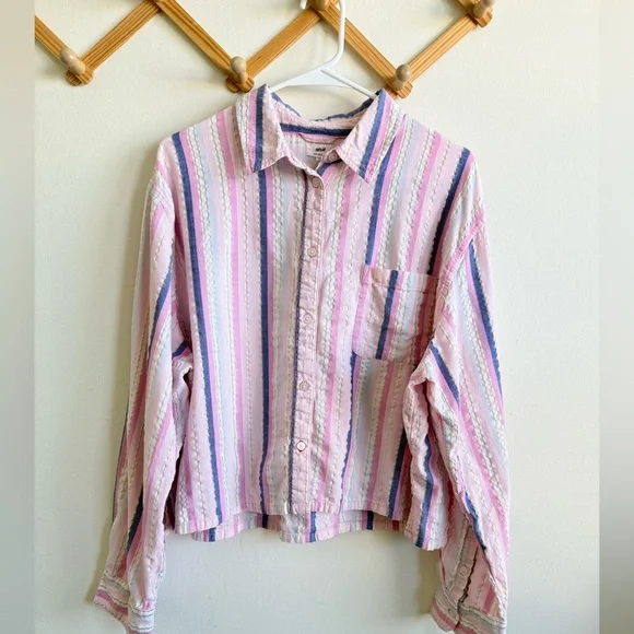 Aerie off Duty Poplin Stripe Pajama Shirt - Picture 2 of 5